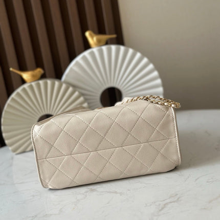 CHANEL 25S HOBO BAG 22 IN CREAM WHITE CALFSKIN GOLD HARDWARE