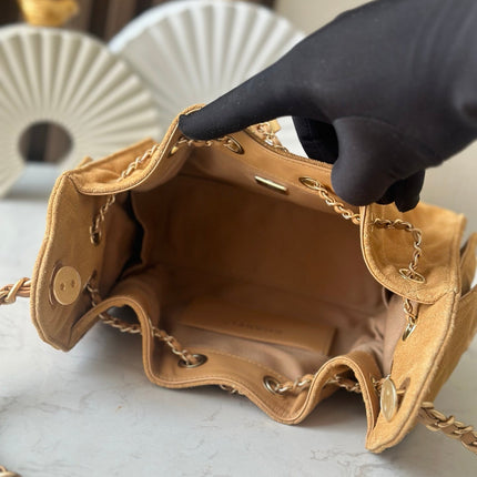 CHANEL 25S HOBO BAG 22 IN BROWN SUEDE GOLD HARDWARE