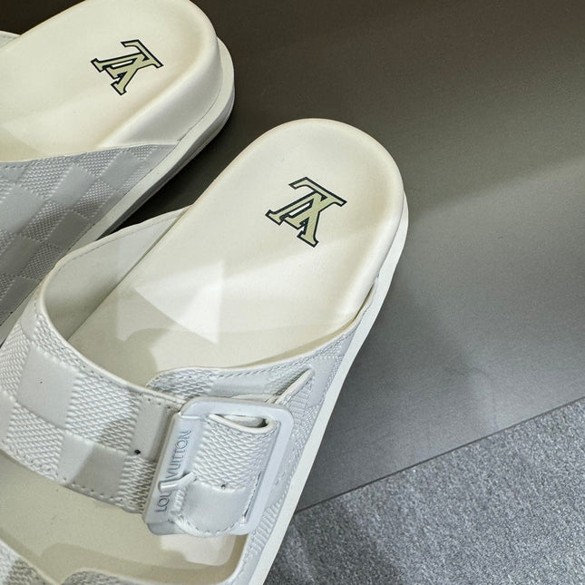 LV DAD SANDAL WHITE DAMIER CALFSKIN