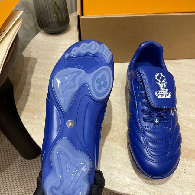 FOOTPRINT SOCCER SNEAKER IN COBALT BLUE CALFSKIN