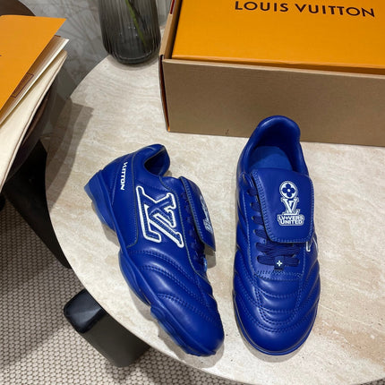 FOOTPRINT SOCCER SNEAKER IN COBALT BLUE CALFSKIN