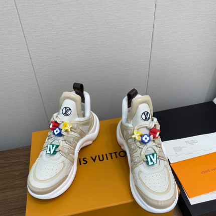LV ARCHLIGHT SNEAKER BEIGE MIX CAMEL BROWN CALFSKIN