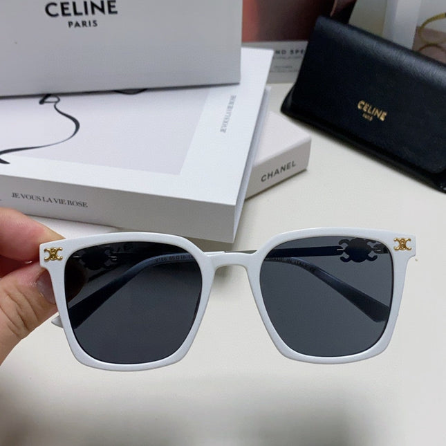 TRIOMPHE SUNGLASS 497817 IN WHITE METAL BLACK LENSES