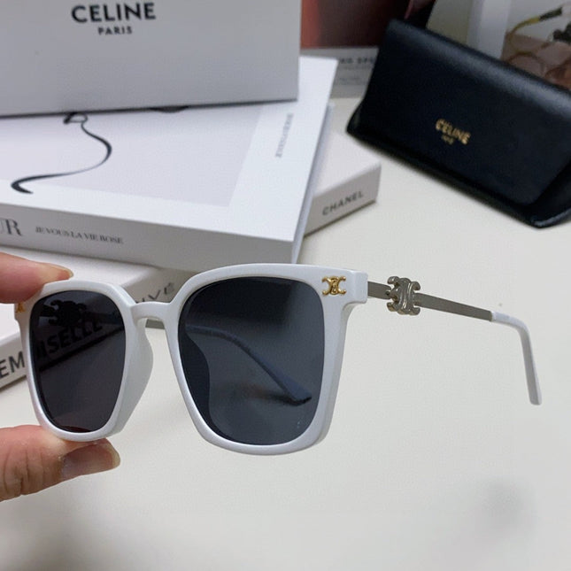 TRIOMPHE SUNGLASS 497817 IN WHITE METAL BLACK LENSES