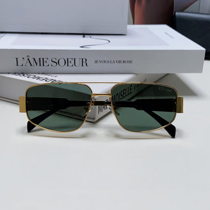 TRIOMPHE SUNGLASS 512997 IN GOLD METAL BLUE LENSES