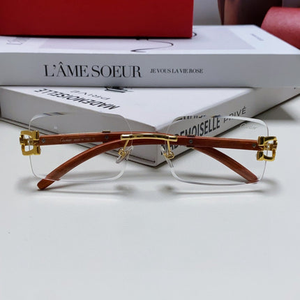 PANTHÈRE RECTANGULAR FRAME SUNGLASSES 555891 IN METAL AND WOODEN