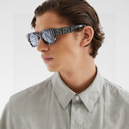 ROMA EMBOSSED RECTANGULAR FRAME SUNGLASSES 527221 IN ACETATE