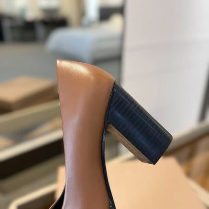 BURBERRY 26S HIGH HEELS 95 MM IN BROWN CALFSKIN