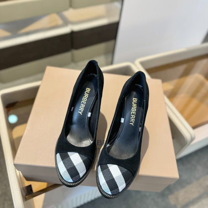 BURBERRY 26S HIGH HEELS 95 MM IN BLACK SUEDE
