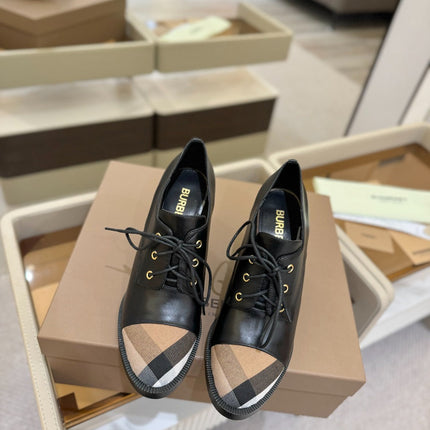 BURBERRY 26S LACE-UP HIGH HEELS 95 MM IN BLACK CALFSKIN