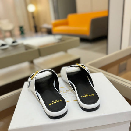 BALMAIN 26S SANDALS IN WHITE CALFSKIN