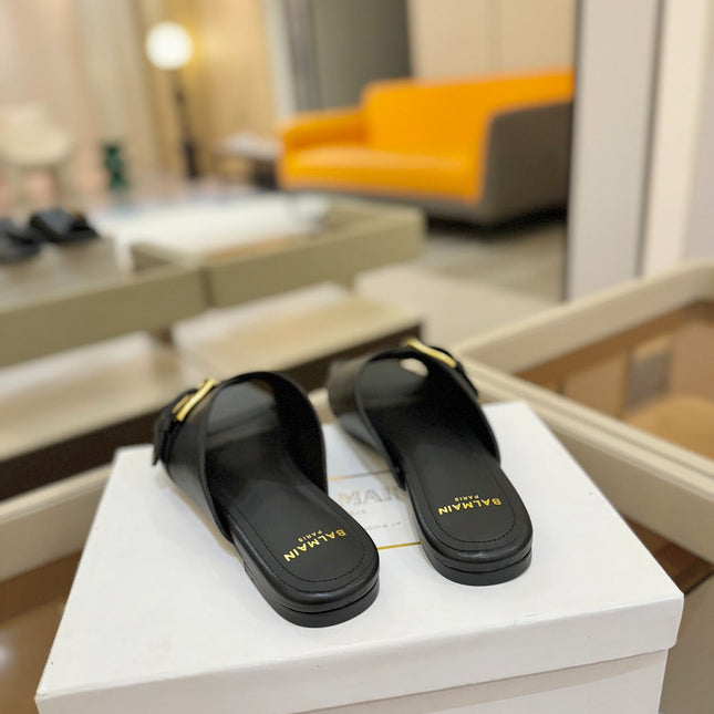 BALMAIN 26S SANDALS IN BLACK CALFSKIN