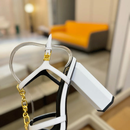 BALMAIN 26S HEELED SANDALS 105 MM IN WHITE LAMBSKIN