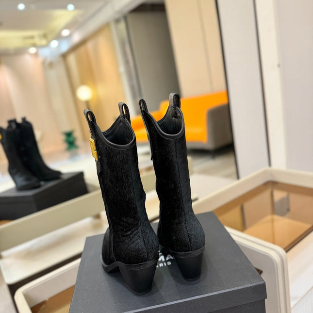 BALMAIN 26S COWBOY ANKLE BOOTS 65 MM IN BLACK PONY HAIR