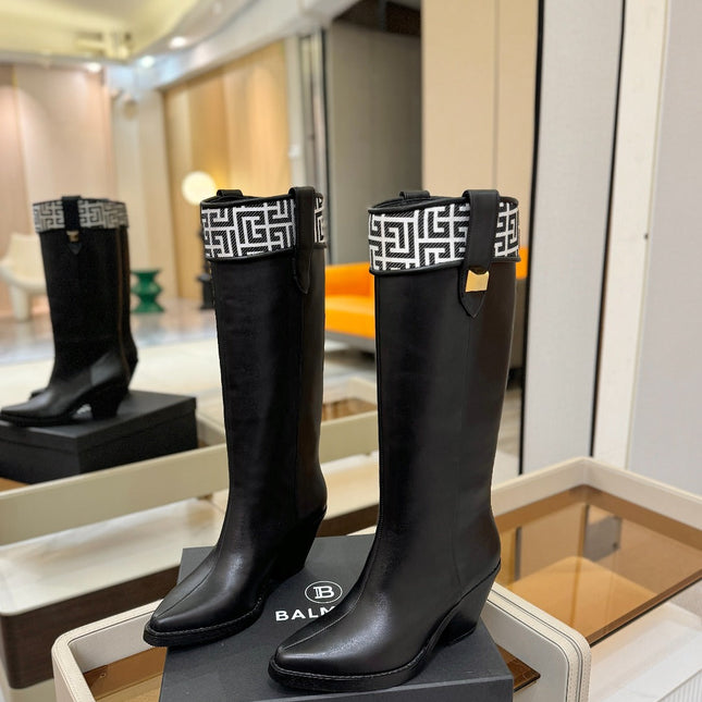 BALMAIN 26S HIGH BOOTS 65 MM IN BLACK CALFSKIN