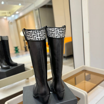 BALMAIN 26S HIGH BOOTS 65 MM IN BLACK CALFSKIN