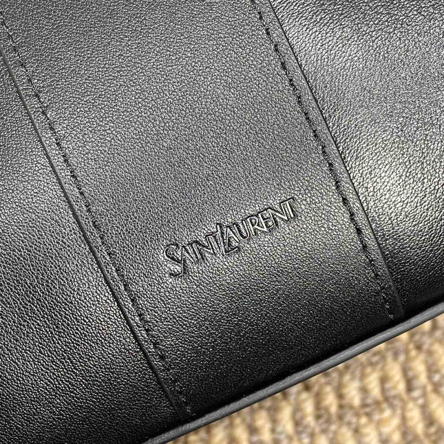 Y TOTE BAG 39 IN BLACK CALFSKIN