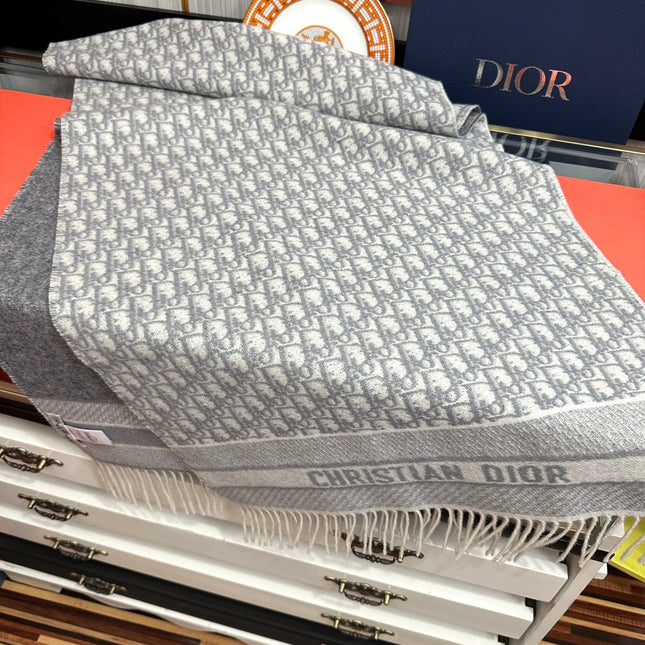 OBLIQUE 190 CM SCARF IN LIGHT GREY TECHNICAL CASHMERE 415487