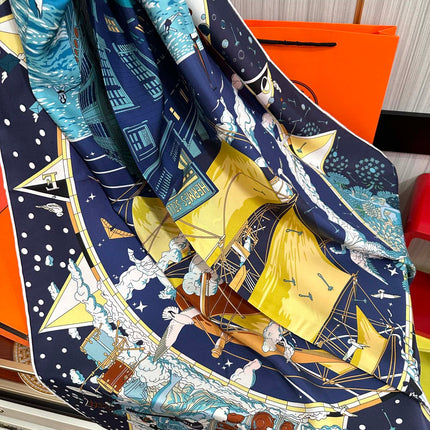 HERMES 26S PRINTED SQUARE SCARF 90 IN SILK 312023