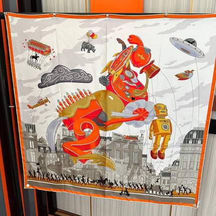 HERMES 26S PRINTED SQUARE SCARF 90 IN SILK 307339