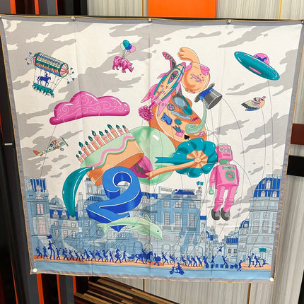 HERMES 26S PRINTED SQUARE SCARF 90 IN SILK 307340