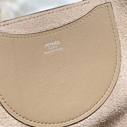 HERMES 25S IN THE LOOP 18 IN LIGHT BROWN CALFSKIN SILVER HARDWARE