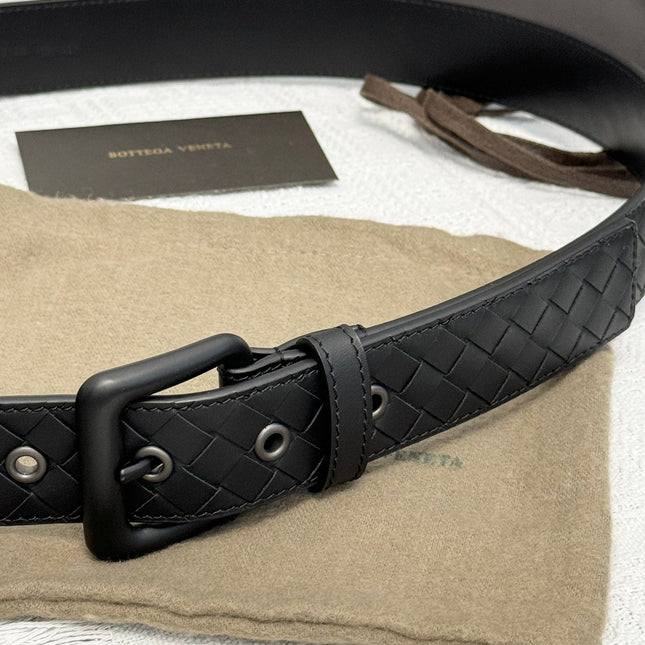 BV BELT 3.5CM IN BLACK CALFSKIN BLACK HARDWARE