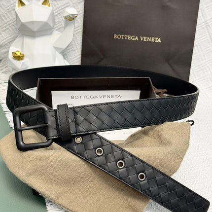 BV BELT 3.5CM IN BLACK CALFSKIN BLACK HARDWARE