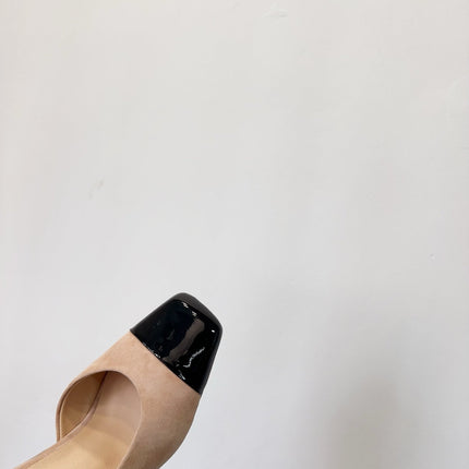 CHANEL MULES IN BLACK AND BEIGE SUEDE