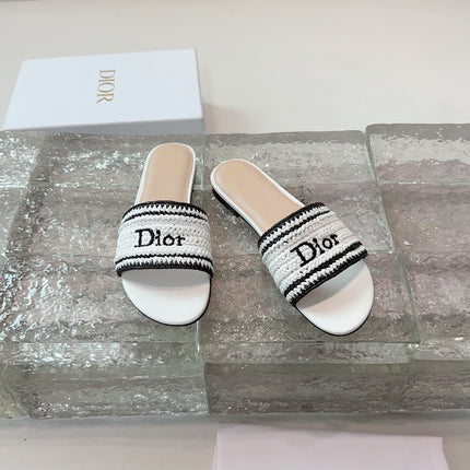 DIOR 26S WOVEN-STRAP SANDALS IN WHITE CALFSKIN