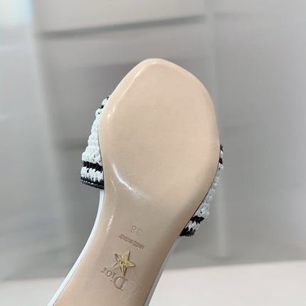 DIOR 26S WOVEN-STRAP HIGH-HEEL SANDALS IN WHITE CALFSKIN