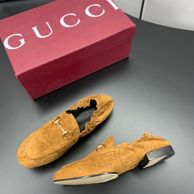 GUCCI 26S LOAFERS IN BROWN SUEDE