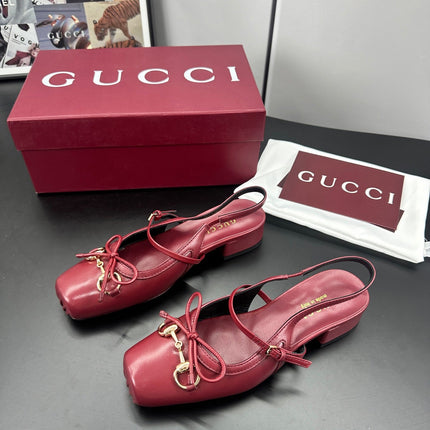 GUCCI 26S SLINGBACK 25 MM IN RED CALFSKIN