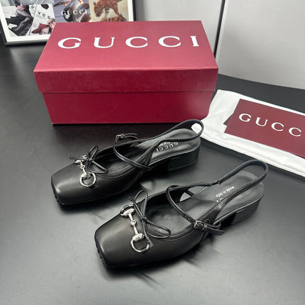 GUCCI 26S SLINGBACK 25 MM IN BLACK CALFSKIN