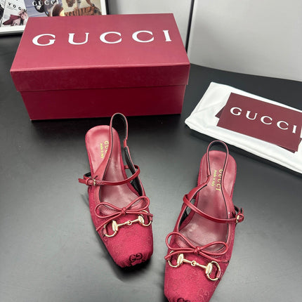 GUCCI 26S SLINGBACK 25 MM IN RED CANVAS