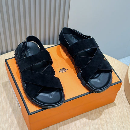HM ELECTRIC SANDAL BLACK SUEDE AND CALFSKIN