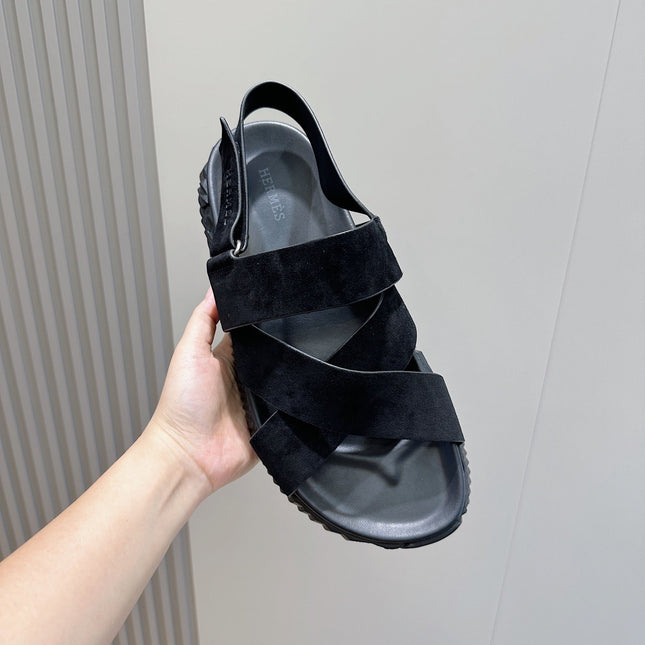 HM ELECTRIC SANDAL BLACK SUEDE AND CALFSKIN