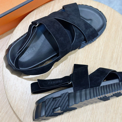 HM ELECTRIC SANDAL BLACK SUEDE AND CALFSKIN