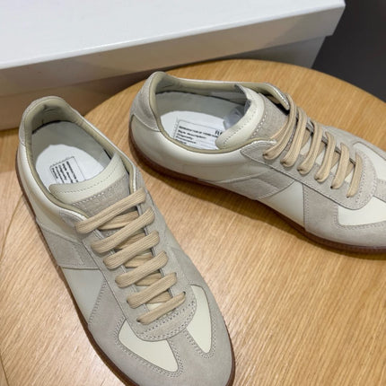 MM SNEAKER IN WHITE SUEDE GREY PATCHWORK CALFSKIN