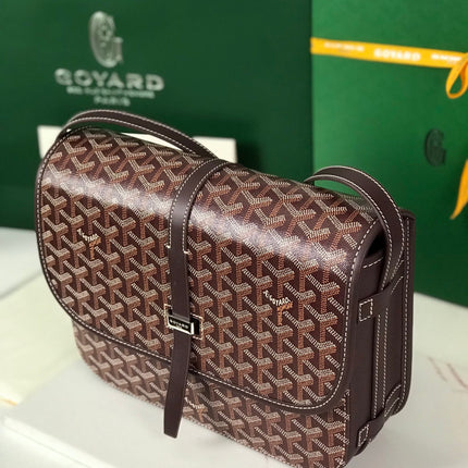 BELVEDERE MM BAG 28 IN BROWN GOYARDINE CANVAS AND CALFSKIN