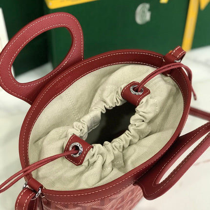GOYA 26S BELUGA MINI BAG 23CM IN DARK RED GOYARDINE CANVAS AND CALFSKIN