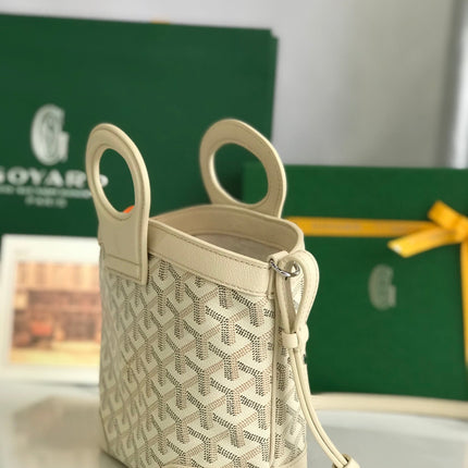 GOYA 26S BELUGA MINI BAG 23CM IN IVORY WHITE GOYARDINE CANVAS AND CALFSKIN