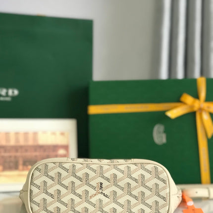 GOYA 26S BELUGA MINI BAG 23MM IN IVORY WHITE GOYARDINE CANVAS AND CALFSKIN