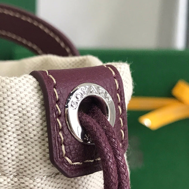 GOYA 26S BELUGA MINI BAG 23MM IN BURGUNDY BROWN GOYARDINE CANVAS AND CALFSKIN