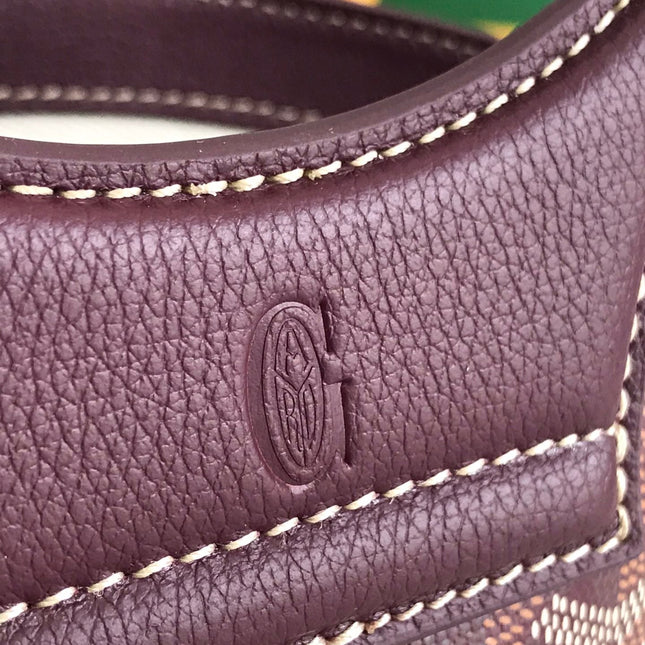 GOYA 26S BELUGA MINI BAG 23MM IN BURGUNDY BROWN GOYARDINE CANVAS AND CALFSKIN