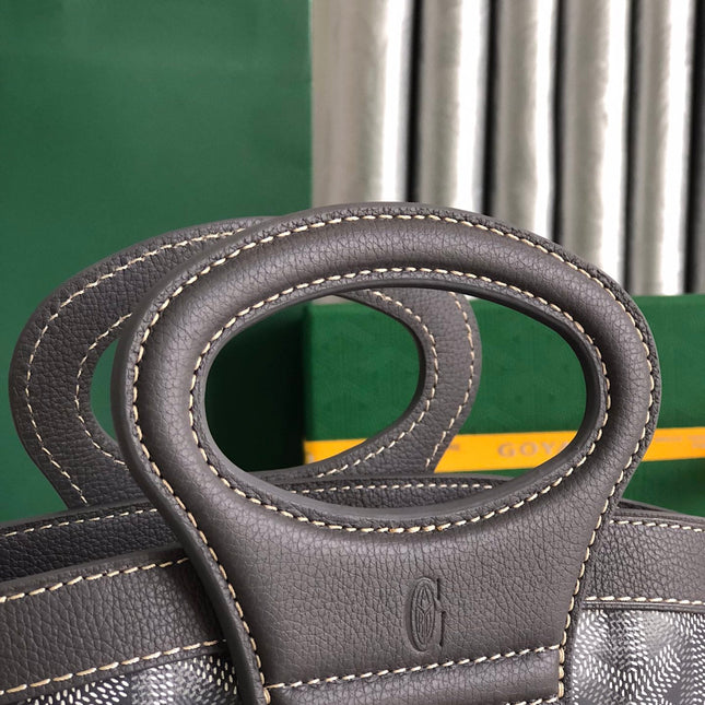 GOYA 26S BELUGA MINI BAG 23MM IN GREY GOYARDINE CANVAS AND CALFSKIN
