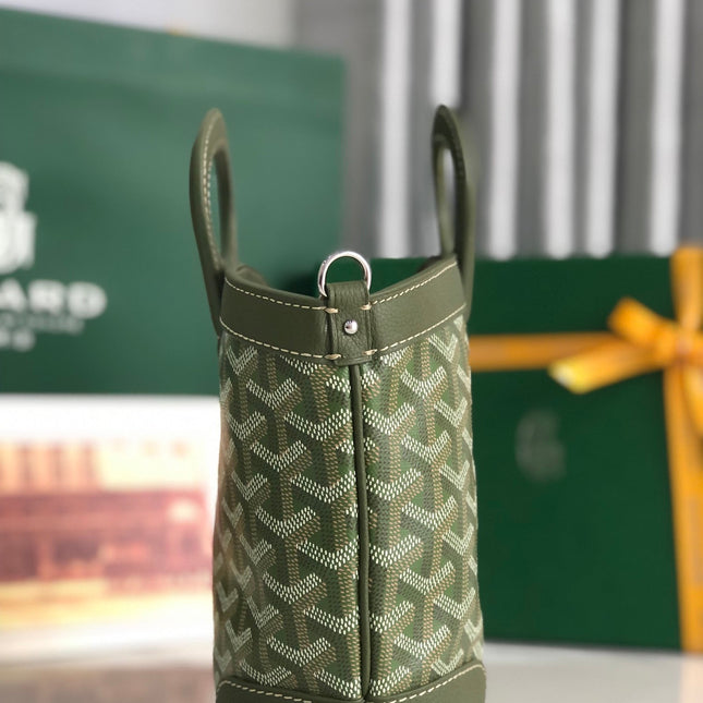 GOYA 26S BELUGA MINI BAG 23MM IN DARK OLIVE GREEN GOYARDINE CANVAS AND CALFSKIN