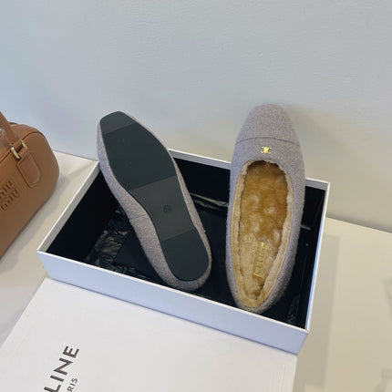 CELINE 26S FLAT SHOES IN LAVENDER GREY WOOL