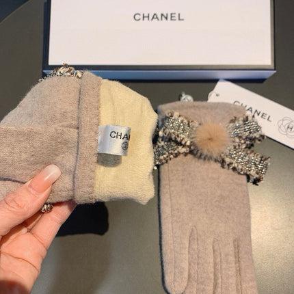 GLOVES IN PALE BROWN WOOL 420538