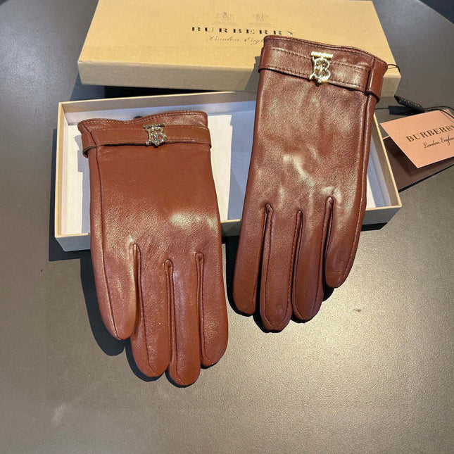 GLOVES IN BRONZE BROWN LAMBSKIN WITH FLEECE LINING 440495